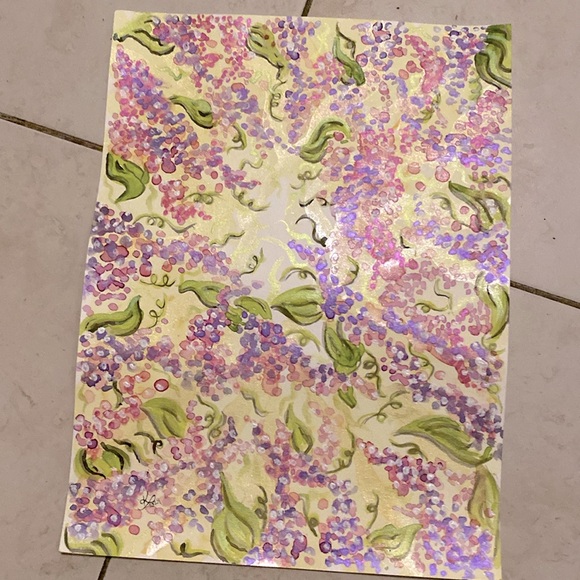 Unframed Original Art Watercolour & Acrylic Painting on Paper of Lilac Flowers - Picture 1 of 4